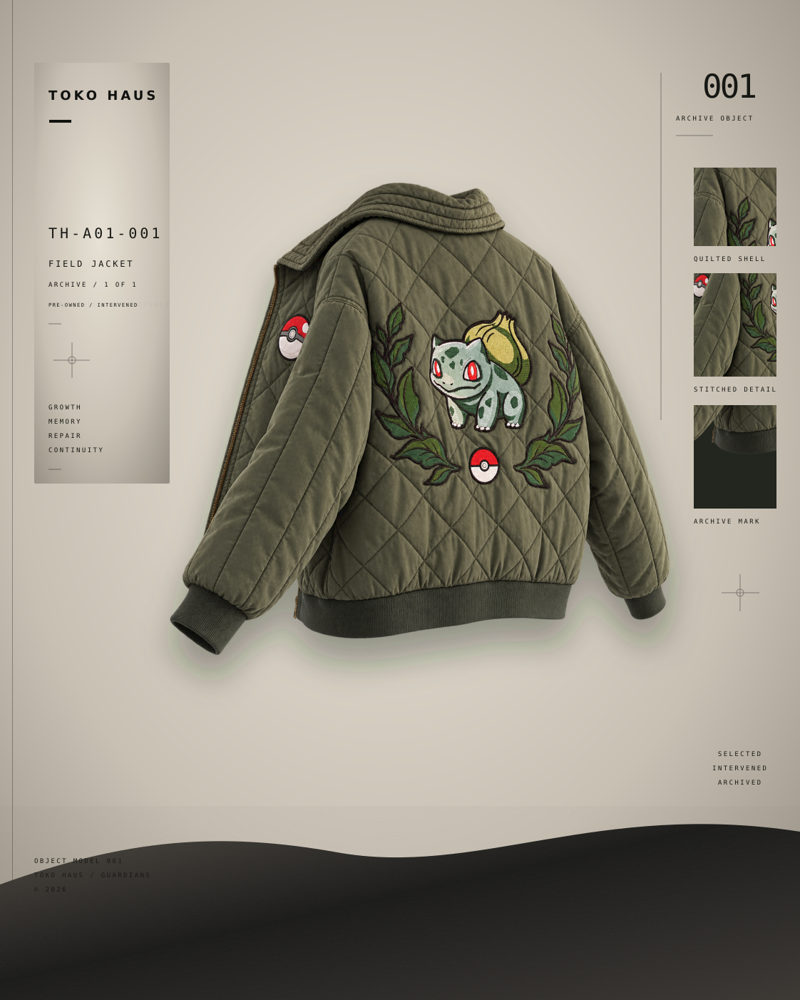 Lámina editorial de la campera Bulbasaur