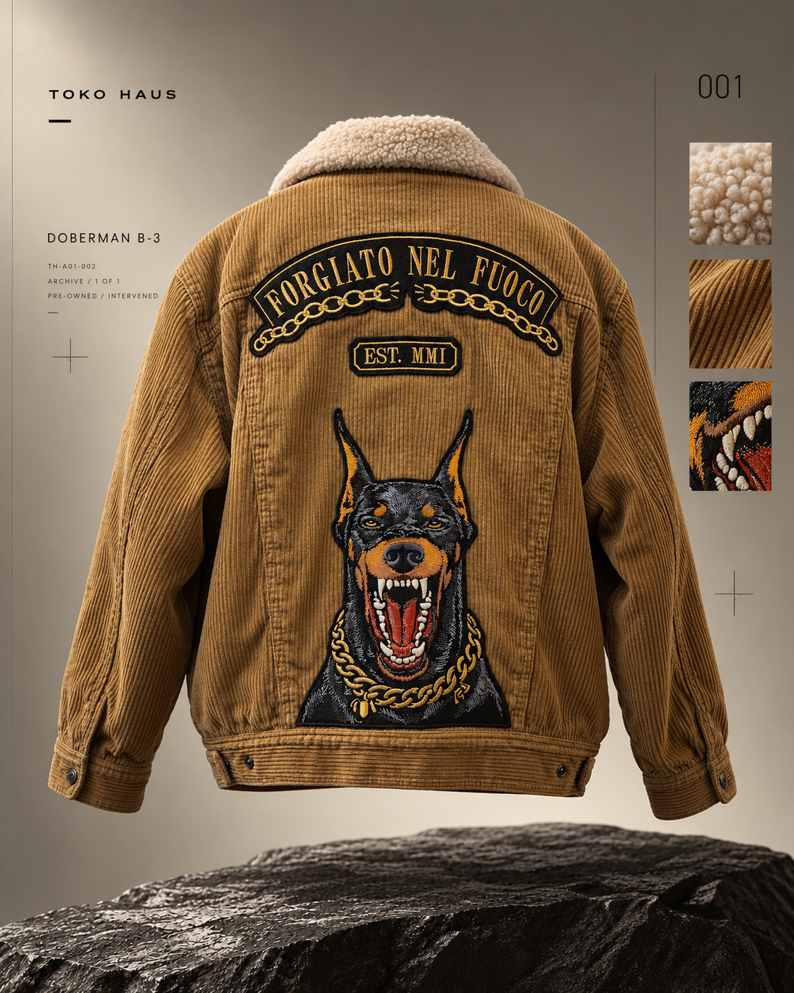 Lámina conceptual de la chaqueta Doberman B-3